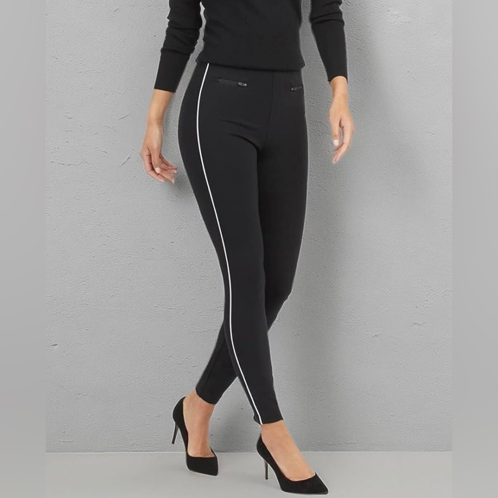SPANX Black Ankle Pants with White Stripe
